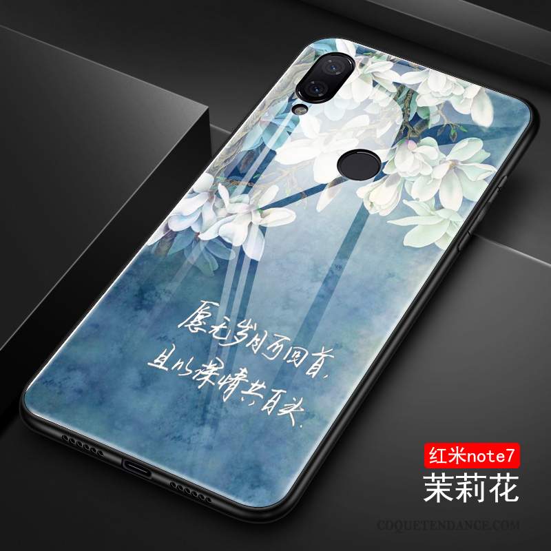 Redmi Note 7 Coque Protection Verre Bleu Personnalité Étui