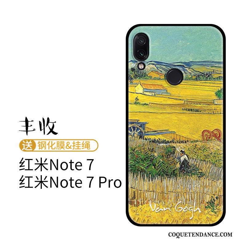 Redmi Note 7 Coque Rouge Délavé En Daim Peinture À L'huile Jaune Haute