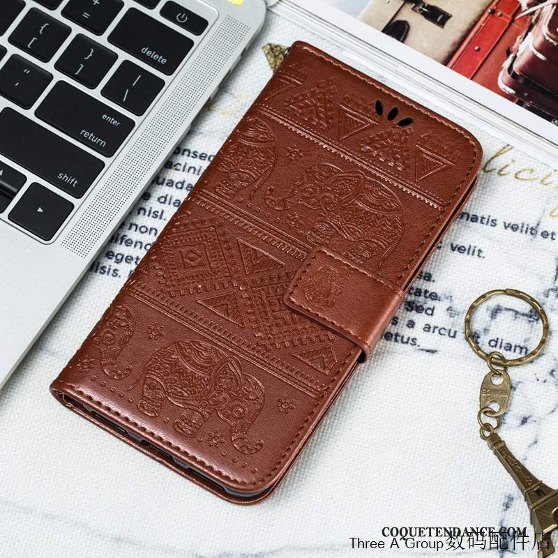 Redmi Note 8 Pro Coque Gaufrage Grand Rouge Bleu Étui En Cuir