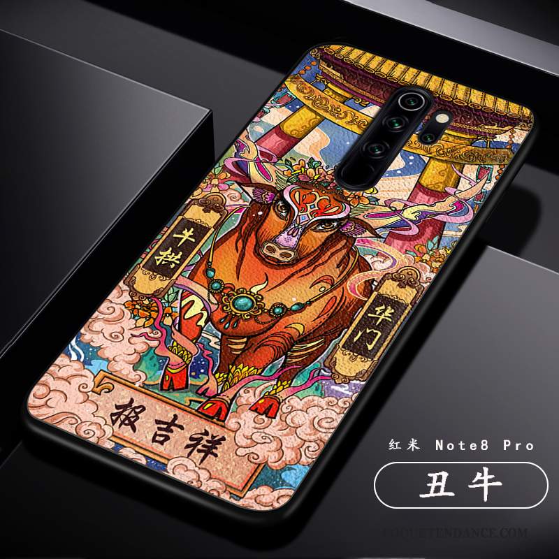 Redmi Note 8 Pro Coque Rouge Dragon Créatif Style Chinois Personnalité