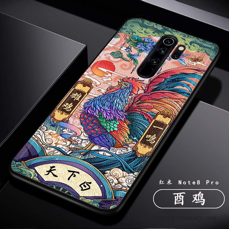 Redmi Note 8 Pro Coque Rouge Dragon Créatif Style Chinois Personnalité