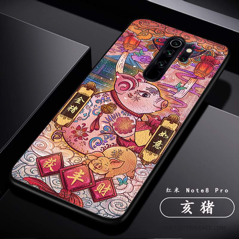 Redmi Note 8 Pro Coque Rouge Dragon Créatif Style Chinois Personnalité