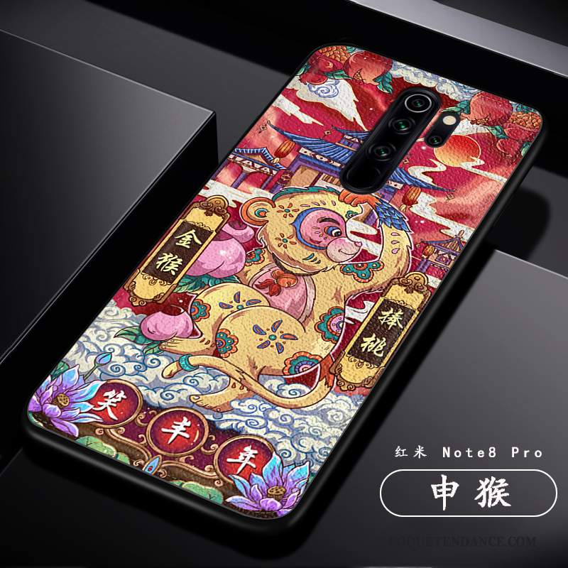 Redmi Note 8 Pro Coque Rouge Dragon Créatif Style Chinois Personnalité