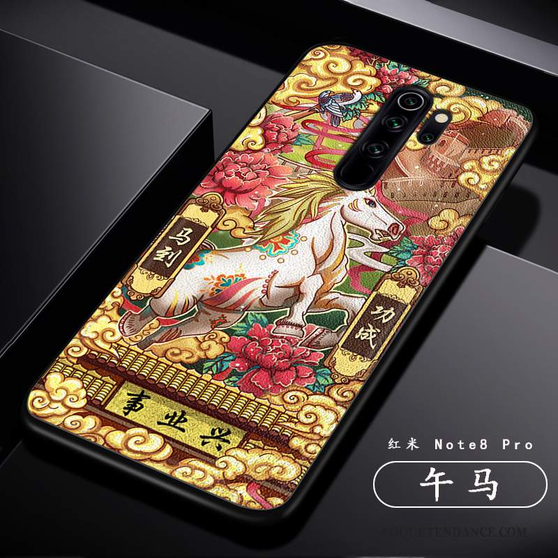 Redmi Note 8 Pro Coque Rouge Dragon Créatif Style Chinois Personnalité