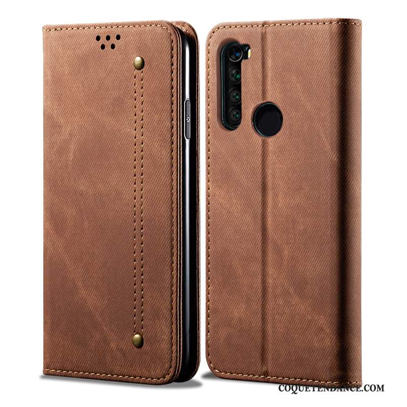 Redmi Note 8t Coque Business Étui Cuir Véritable Rouge Mode