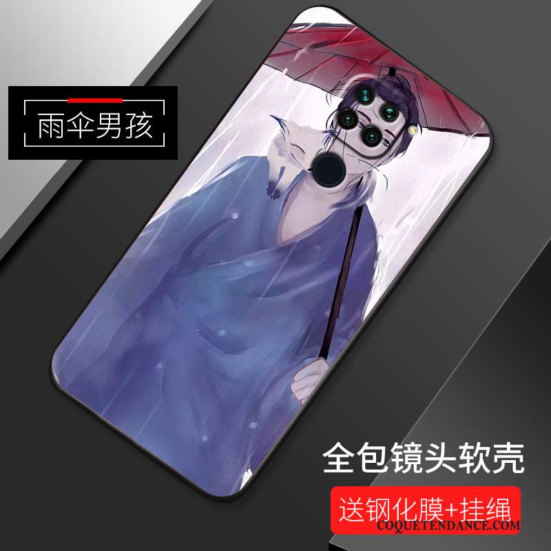 Redmi Note 9 Coque Dessin Animé De Téléphone Délavé En Daim Étui Bleu