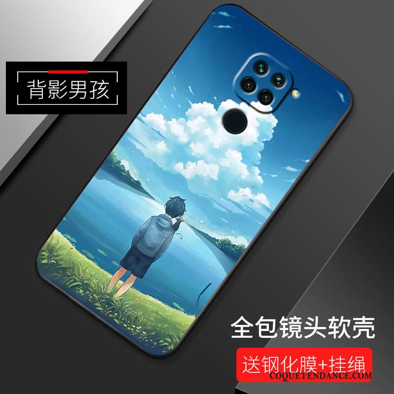 Redmi Note 9 Coque Dessin Animé De Téléphone Délavé En Daim Étui Bleu