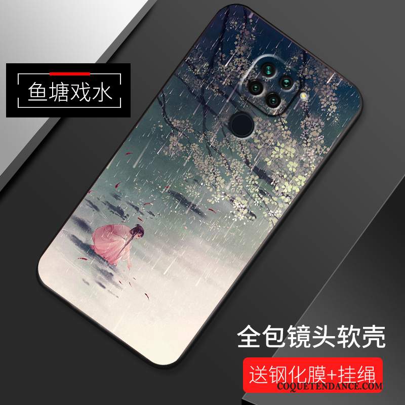 Redmi Note 9 Coque Dessin Animé De Téléphone Délavé En Daim Étui Bleu