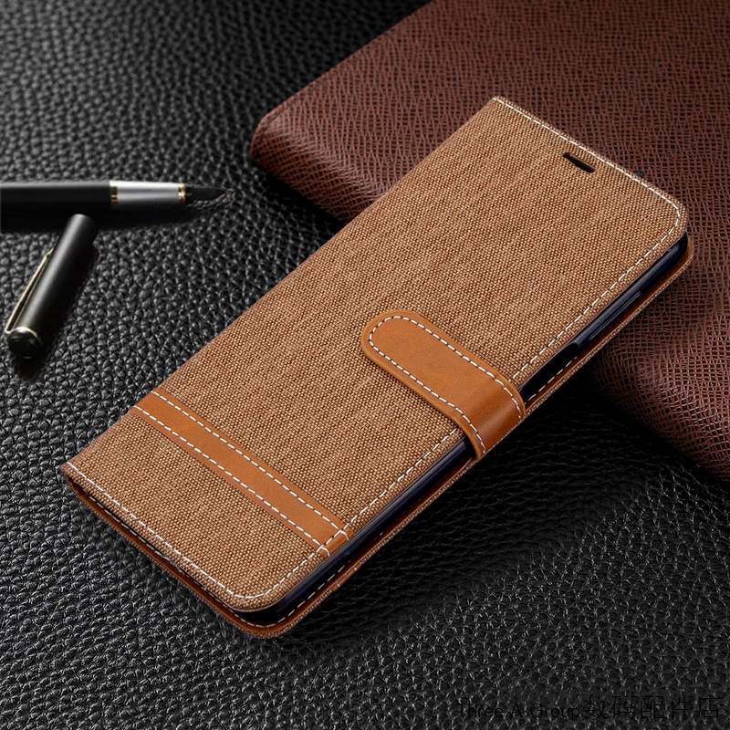 Redmi Note 9 Pro Coque Housse En Denim Étui En Cuir De Téléphone Rouge