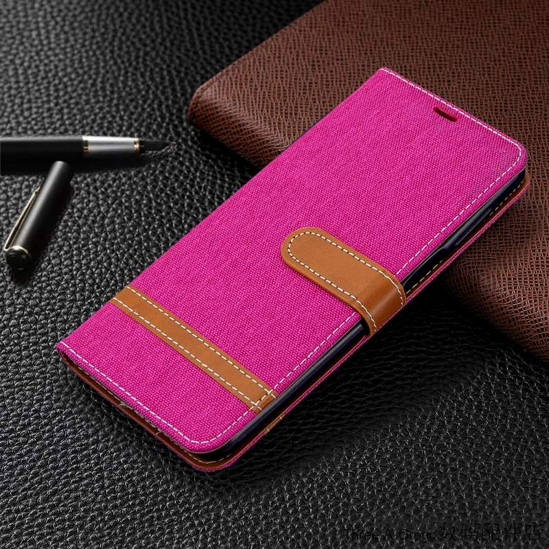 Redmi Note 9 Pro Coque Housse En Denim Étui En Cuir De Téléphone Rouge