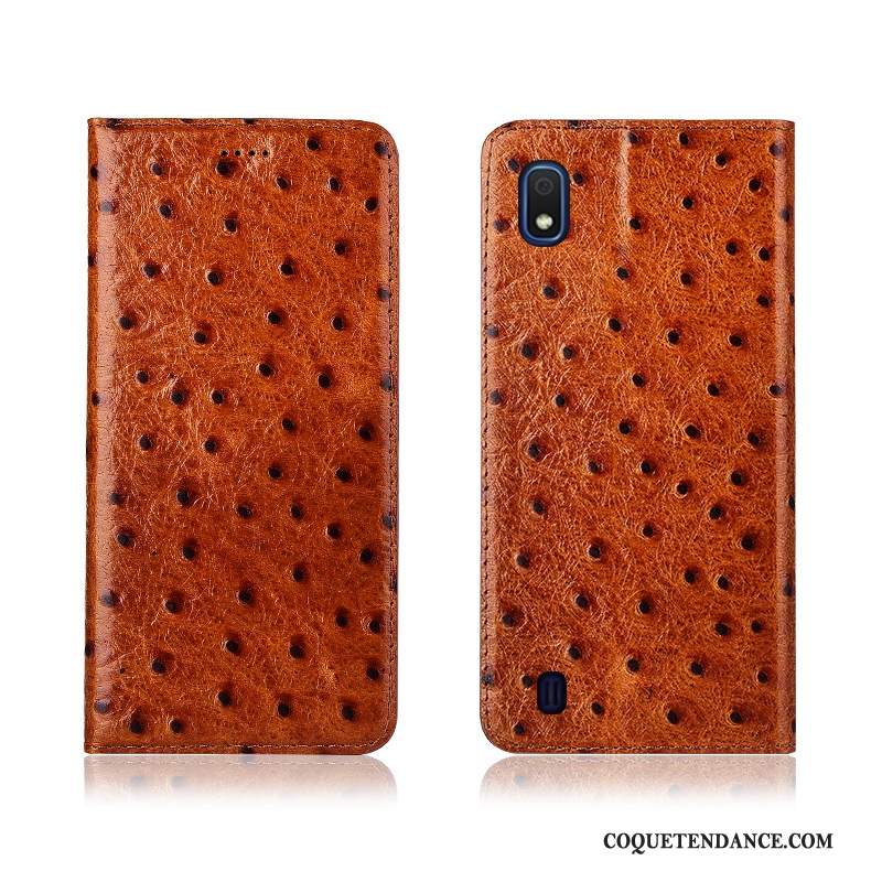 Samsung Galaxy A10 Coque Cuir Véritable Modèle Fleurie Incassable Protection Étui En Cuir