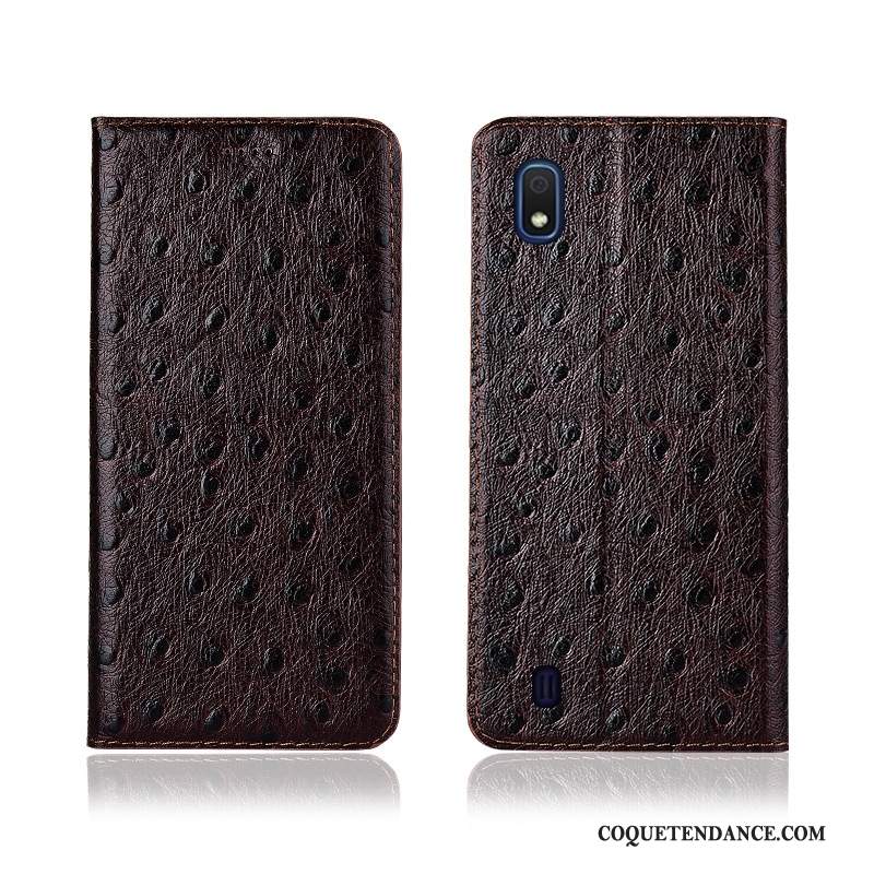 Samsung Galaxy A10 Coque Cuir Véritable Modèle Fleurie Incassable Protection Étui En Cuir