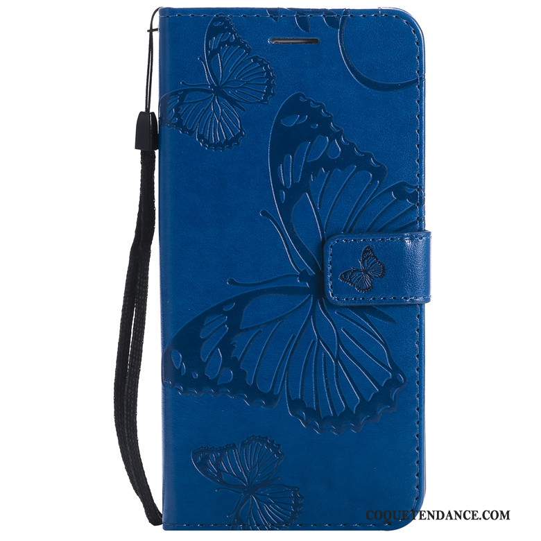 Samsung Galaxy A20e Coque Papillon Bleu Étui En Cuir Clamshell Protection