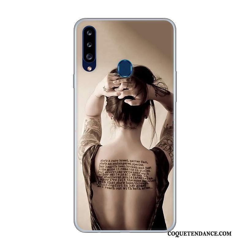 Samsung Galaxy A20s Coque Dessin Animé Blanc Personnalisé Incassable Protection