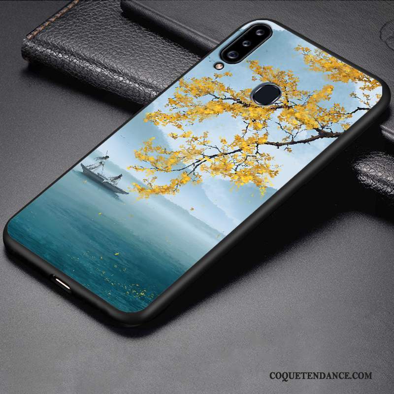 Samsung Galaxy A20s Coque Dessin Animé De Téléphone Délavé En Daim Protection Étui