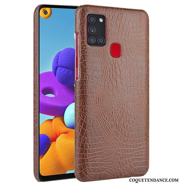 Samsung Galaxy A21s Coque Crocodile Modèle Protection Bleu Marin Étui