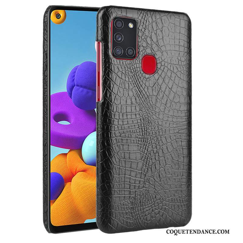 Samsung Galaxy A21s Coque Crocodile Modèle Protection Bleu Marin Étui