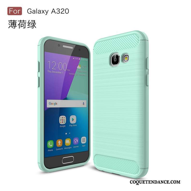 Samsung Galaxy A3 2017 Coque Fibre De Téléphone Vert Étui Fluide Doux