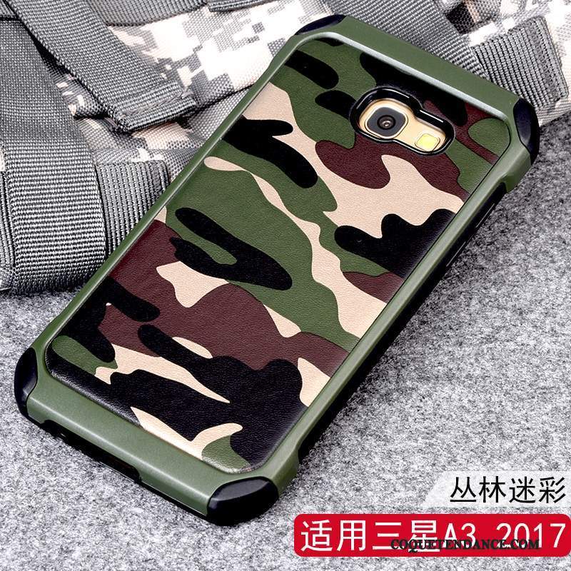 Samsung Galaxy A3 2017 Coque Protection Incassable Camouflage Silicone Bleu