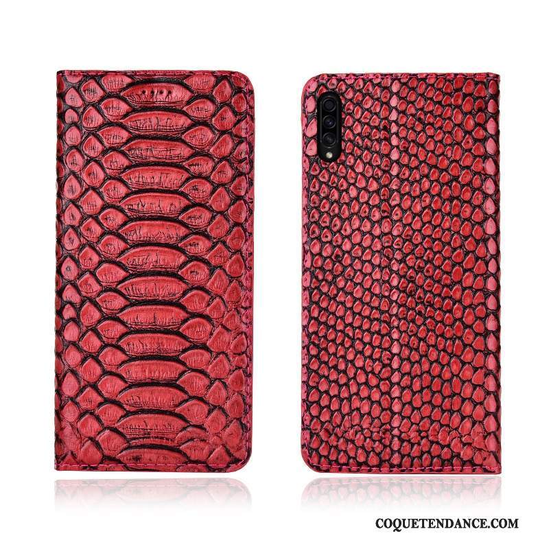 Samsung Galaxy A30s Coque Incassable Rouge Cuir Véritable Nouveau Fluide Doux