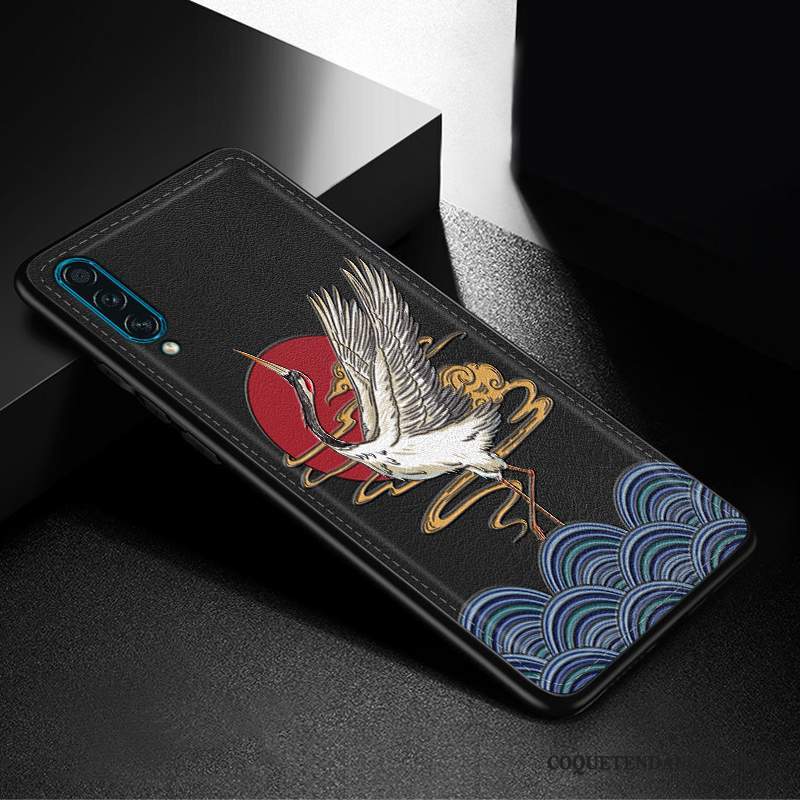 Samsung Galaxy A30s Coque Style Chinois Bleu Très Mince Incassable Silicone