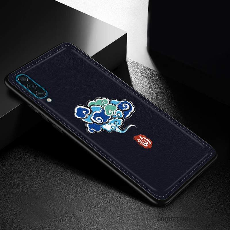 Samsung Galaxy A30s Coque Style Chinois Bleu Très Mince Incassable Silicone