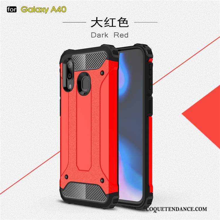 Samsung Galaxy A40 Coque Tendance Difficile Étui Rouge