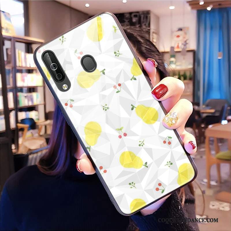 Samsung Galaxy A40s Coque Jaune Frais Losange Protection Étui