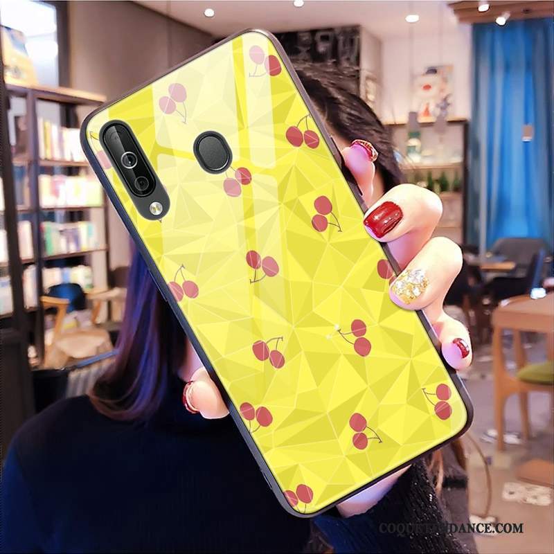 Samsung Galaxy A40s Coque Jaune Frais Losange Protection Étui