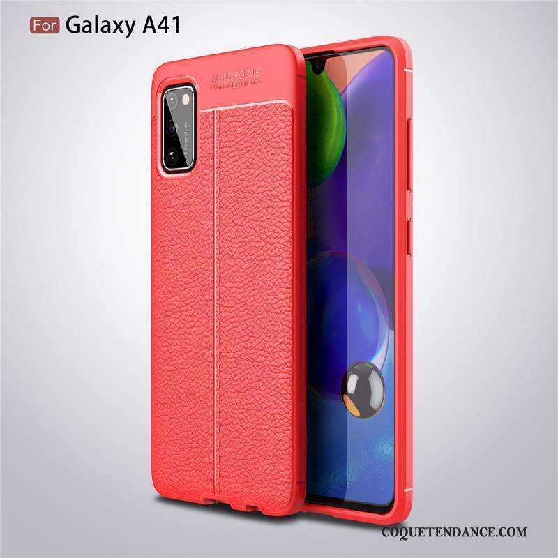 Samsung Galaxy A41 Coque Antidérapant Cuir Modèle Fleurie Luxe Couleur Unie