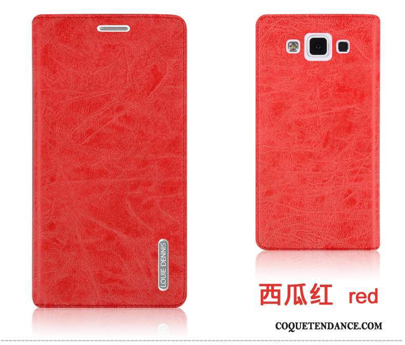 Samsung Galaxy A5 2015 Coque Clamshell Étui En Cuir Tendance Rouge Protection