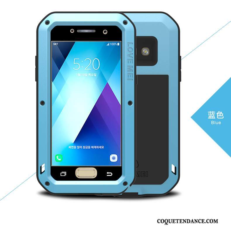 Samsung Galaxy A5 2017 Coque Tout Compris Silicone Métal Nouveau Bleu