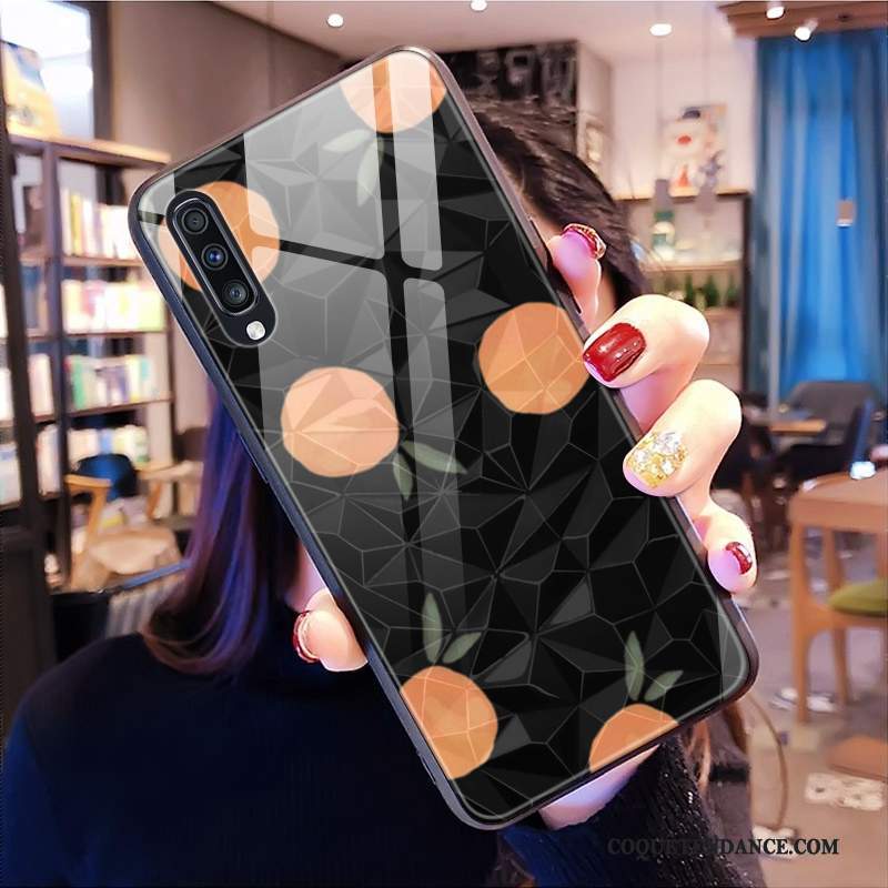 Samsung Galaxy A50s Coque Bleu Modèle Fleurie Fluide Doux Losange