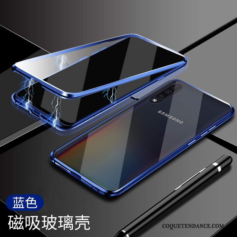Samsung Galaxy A50s Coque Bleu Verre Magnétisme Étui Protection