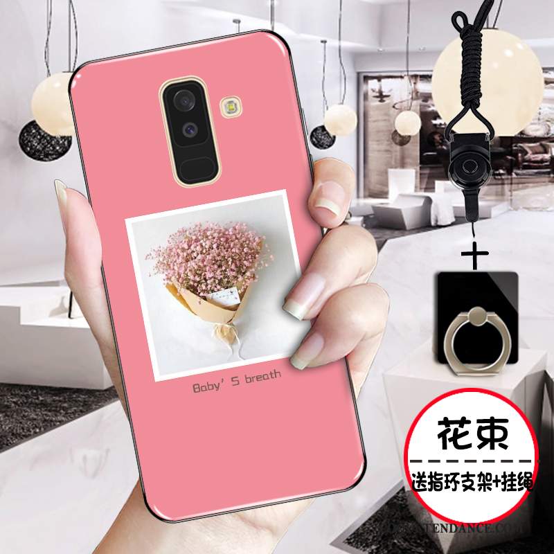 Samsung Galaxy A6+ Coque Étui De Téléphone Noir Silicone Rose