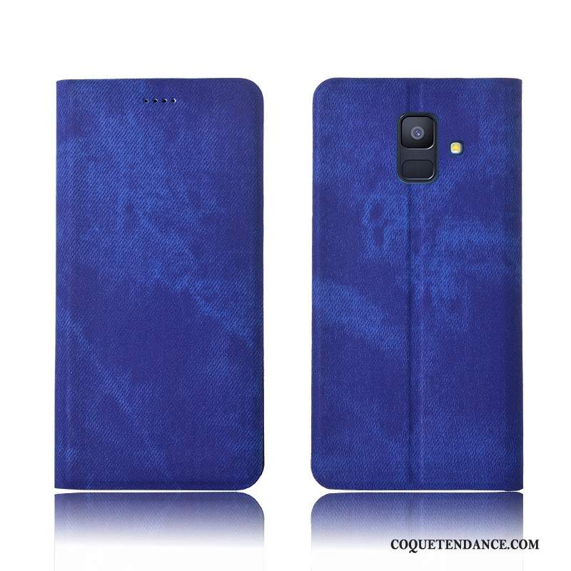 Samsung Galaxy A6 Coque Étui En Cuir Silicone Incassable De Téléphone Denim