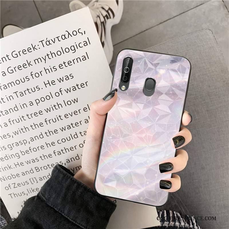 Samsung Galaxy A60 Coque Rose De Téléphone Brillant Silicone Losange