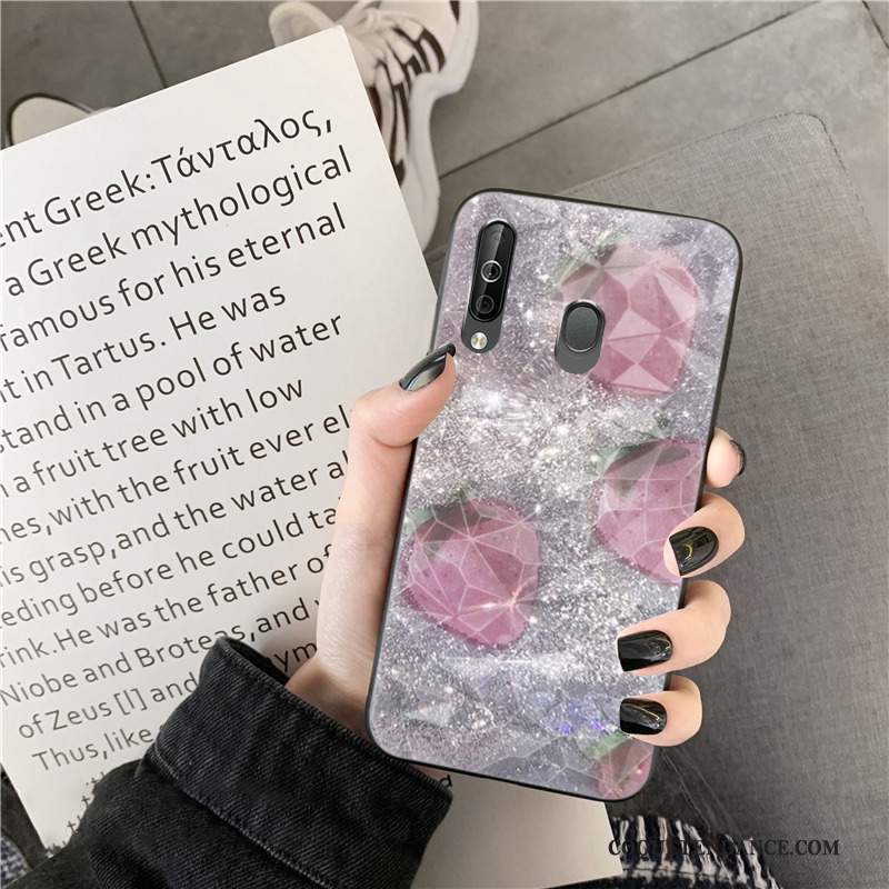 Samsung Galaxy A60 Coque Rose De Téléphone Brillant Silicone Losange