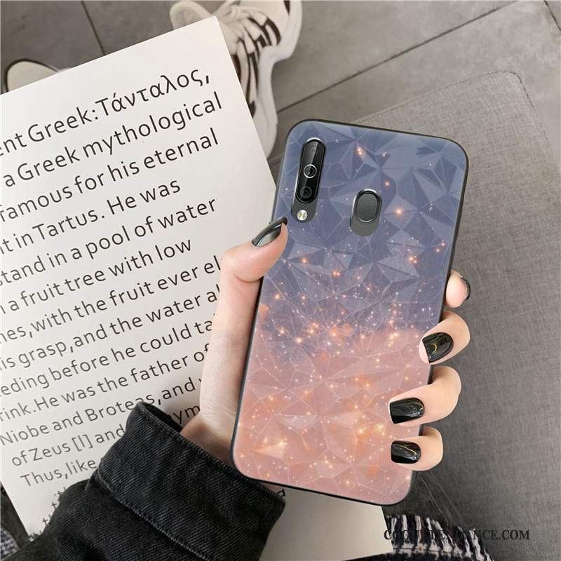 Samsung Galaxy A60 Coque Rose De Téléphone Brillant Silicone Losange