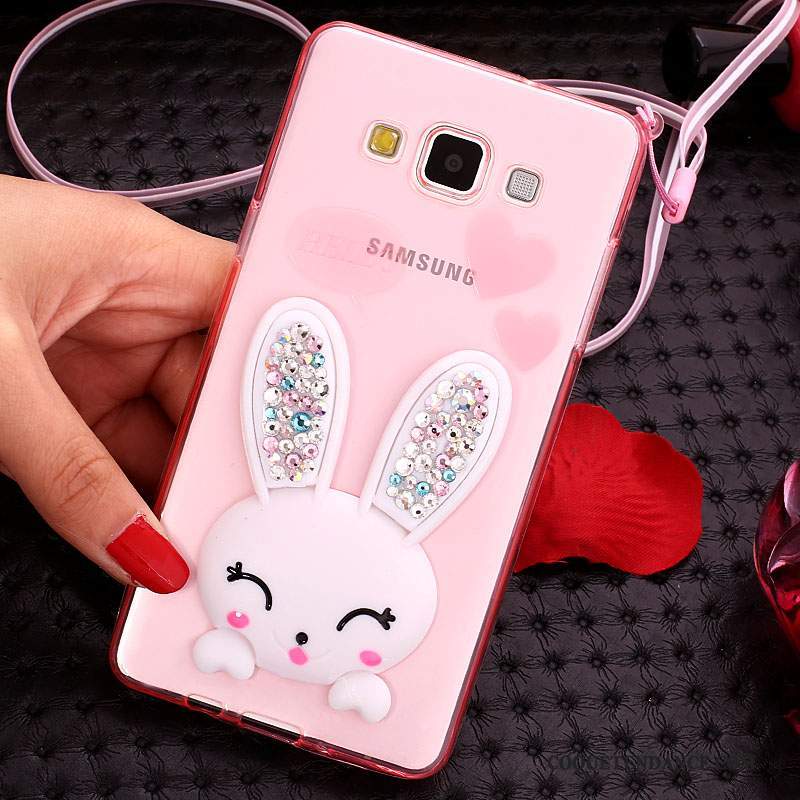 Samsung Galaxy A7 2015 Coque Fluide Doux De Téléphone Pompon Vert Cou Suspendu