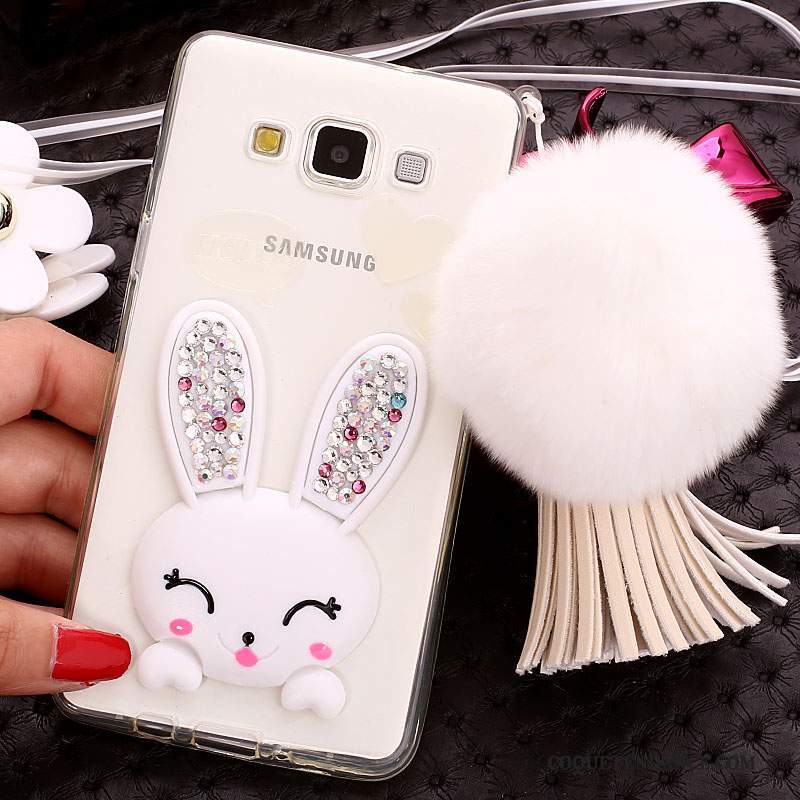 Samsung Galaxy A7 2015 Coque Fluide Doux De Téléphone Pompon Vert Cou Suspendu