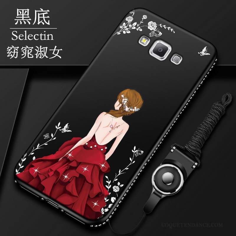 Samsung Galaxy A7 2015 Coque Incassable Strass Protection Rouge Étui