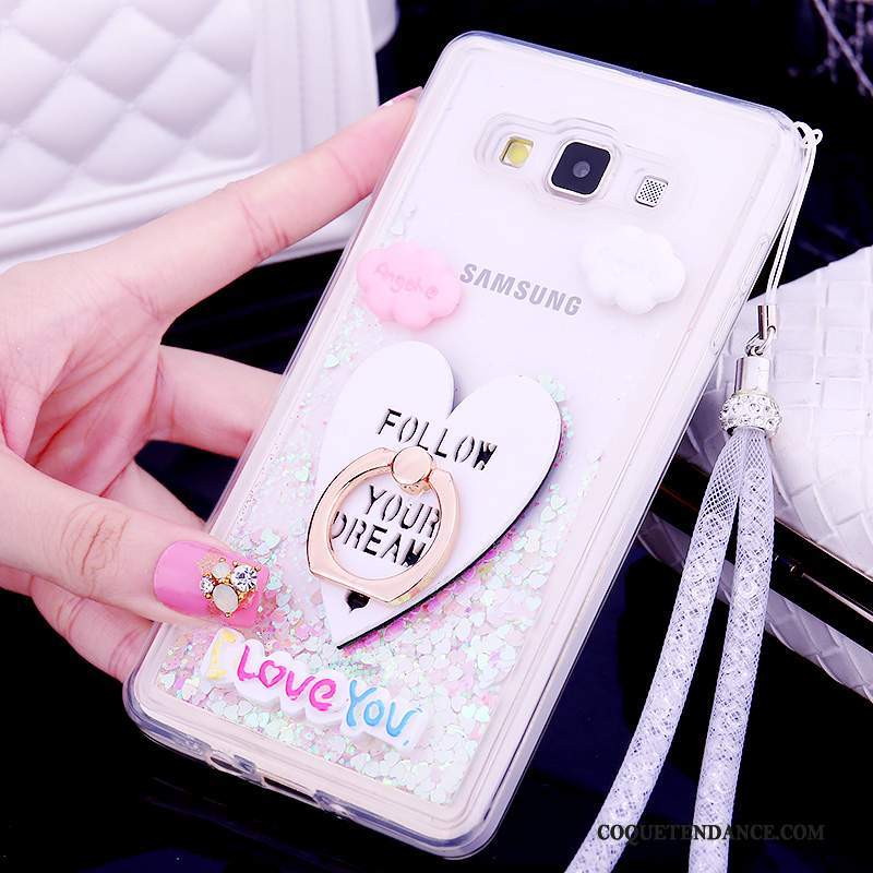 Samsung Galaxy A7 2015 Coque Incassable Tendance Rose Silicone Ornements Suspendus