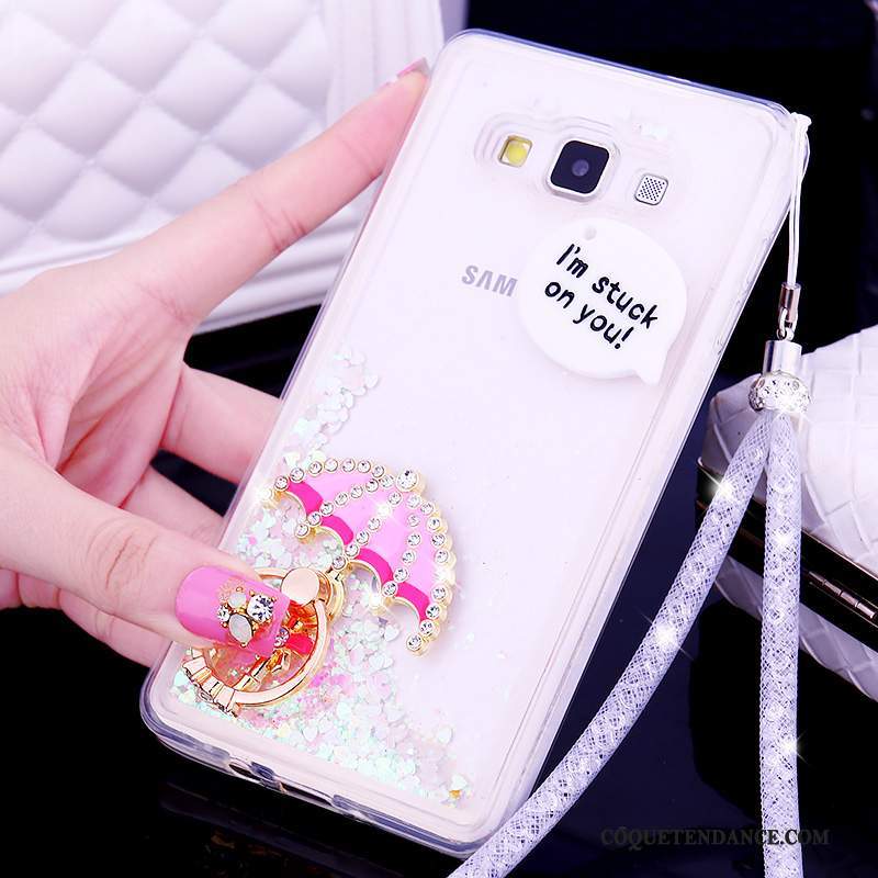 Samsung Galaxy A7 2015 Coque Incassable Tendance Rose Silicone Ornements Suspendus