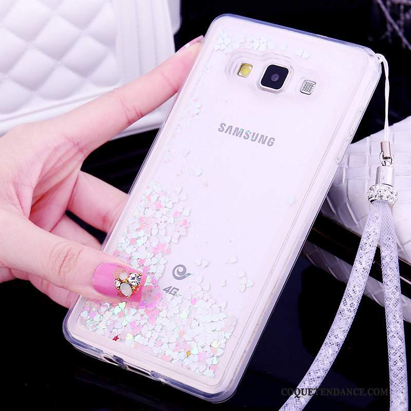 Samsung Galaxy A7 2015 Coque Incassable Tendance Rose Silicone Ornements Suspendus