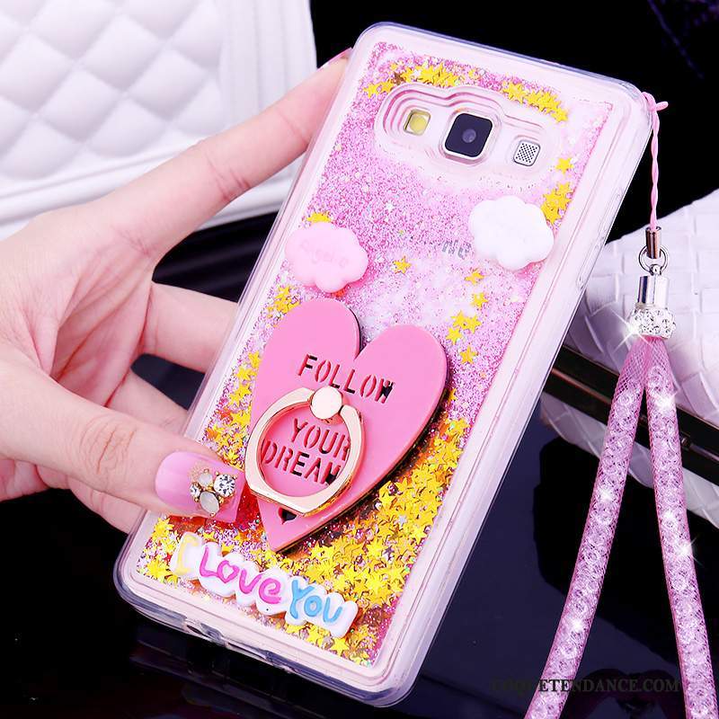 Samsung Galaxy A7 2015 Coque Incassable Tendance Rose Silicone Ornements Suspendus