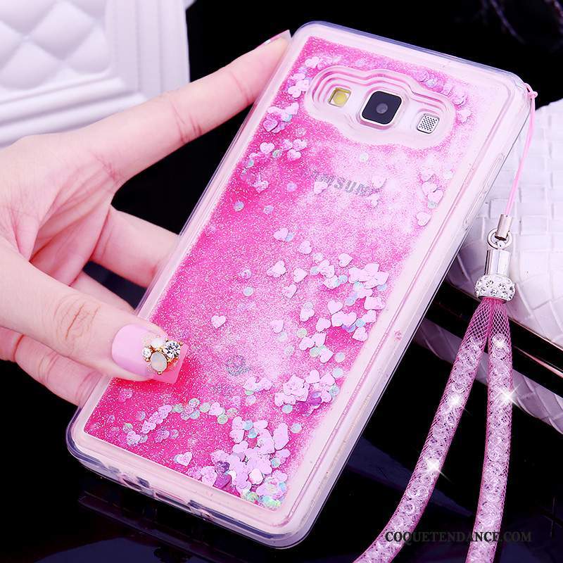 Samsung Galaxy A7 2015 Coque Incassable Tendance Rose Silicone Ornements Suspendus