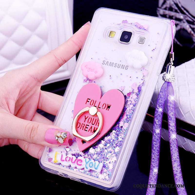 Samsung Galaxy A7 2015 Coque Incassable Tendance Rose Silicone Ornements Suspendus