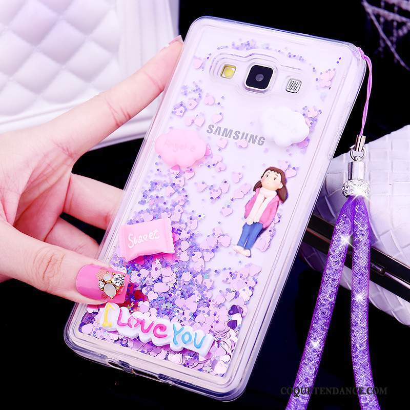 Samsung Galaxy A7 2015 Coque Incassable Tendance Rose Silicone Ornements Suspendus