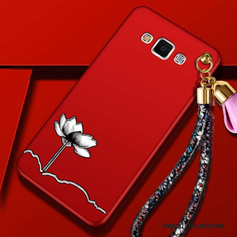 Samsung Galaxy A7 2015 Coque Rouge Grand Ornements Suspendus Protection Silicone
